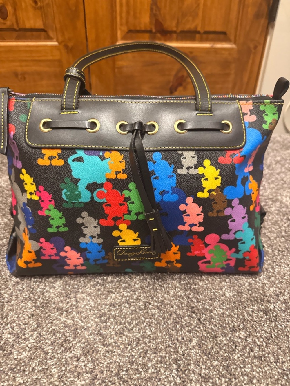 Dooney & Bourke Black Multicolor Mickey Print Satchel
